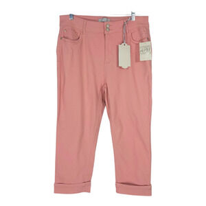 APII Sculpt Lift Cropped Pants Rose Pink Rolled Cuff Zip Fly 16 [30x21] NWT
